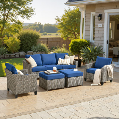 7-person Outdoor Seating Group With Cushions , All-weather Wicker Patio Set by Lark Manor