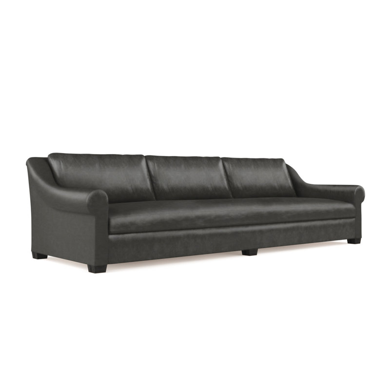 Canapé Thompson, Lin à tissage carré imprimé bleu, H 32 po x l 84 po x P 41 po, Ébène