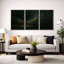 "Dark Abstract" vert et or Atmosphere Wall Decor - Art sur toile encadré 3 pièces-393214656-393214670