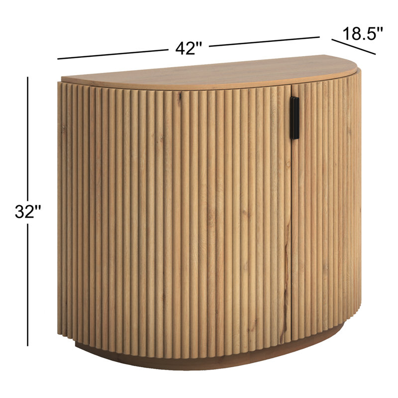 Terra Solid Wood 2 - Door Half Circle Accent Cabinet, Light Brown