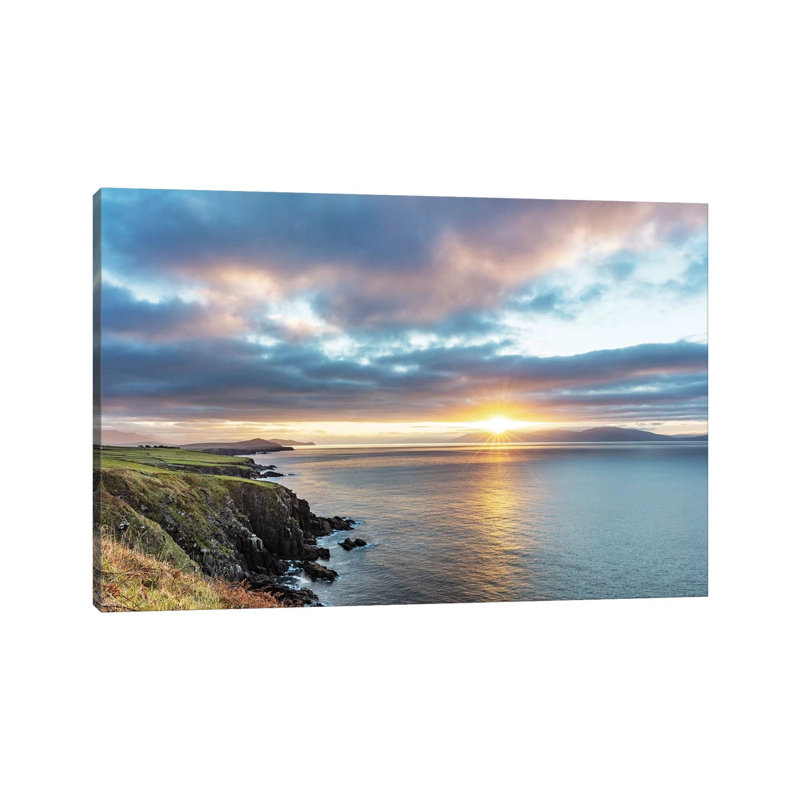 Sunrise Over Dingle Bay As Fishing Boats Heads Out in County Kerry, Dingle, Ireland 1 Piece Wrapped Canvas Wall Art
