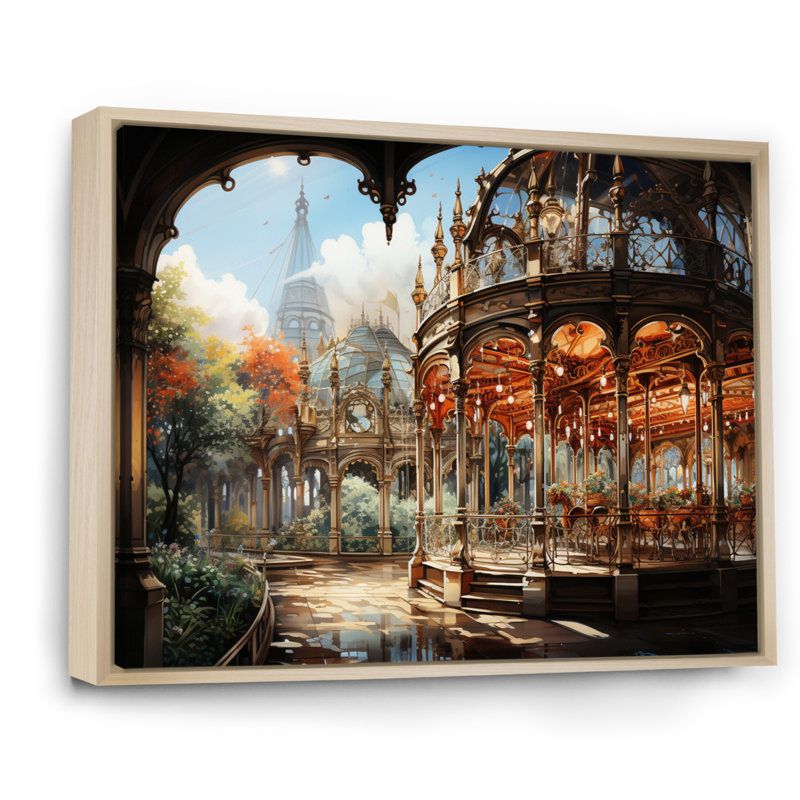 «Makyi Carousel Whimsical Delight II», reproduction sur toile, H 24 po x l 32 po x P 1 po, Cadre naturel flottant