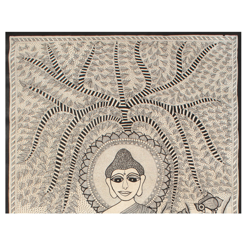 Bouddha de Gautama | Peinture Madhubani | Couleurs naturelles sur papier fait à la main