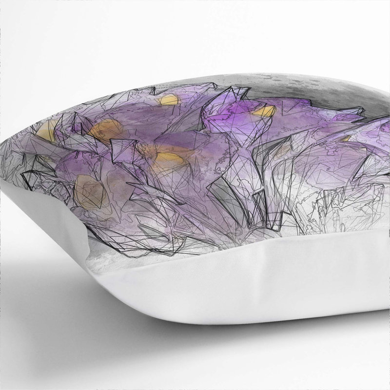 Wild Orchid Flowers Cushion with Filling, White, 40cm H x 40cm W x 15cm D
