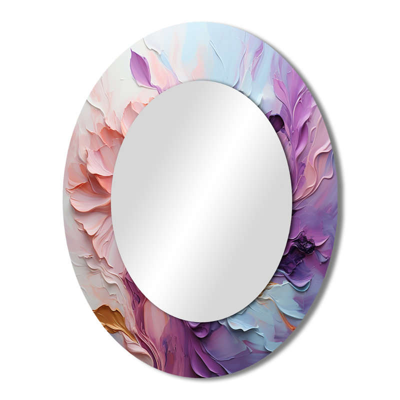 Whirling Dreamscape - Grand miroir mural ovale sur métal, 43 po x 33 po