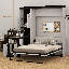 Lit escamotable double avec bureau, armoire de rangement et tablettes, cadre de lit plateforme pliable en bois