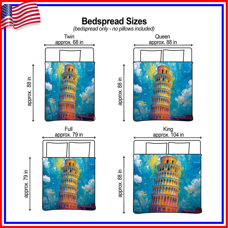 Famous Landmarks Polyester Abstract Bedspread, Double