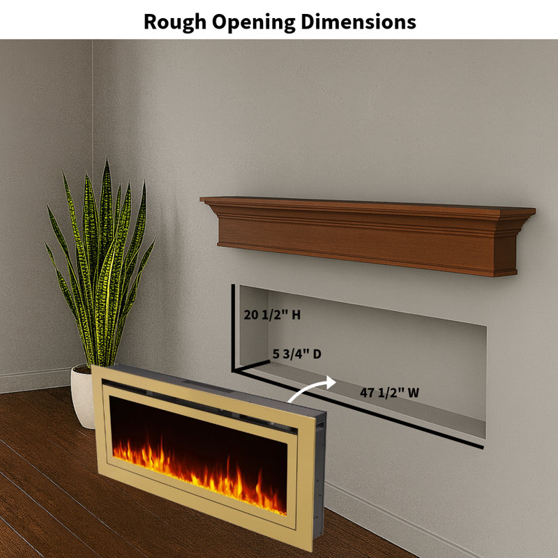 The Sideline Deluxe Gold Smart Electric Fireplace, 21.5" H x 50" W x 5.5" D