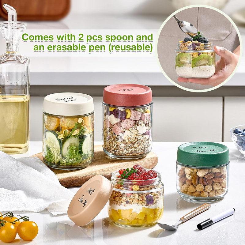 8 Pack Overnight Oats Containers with Lids
