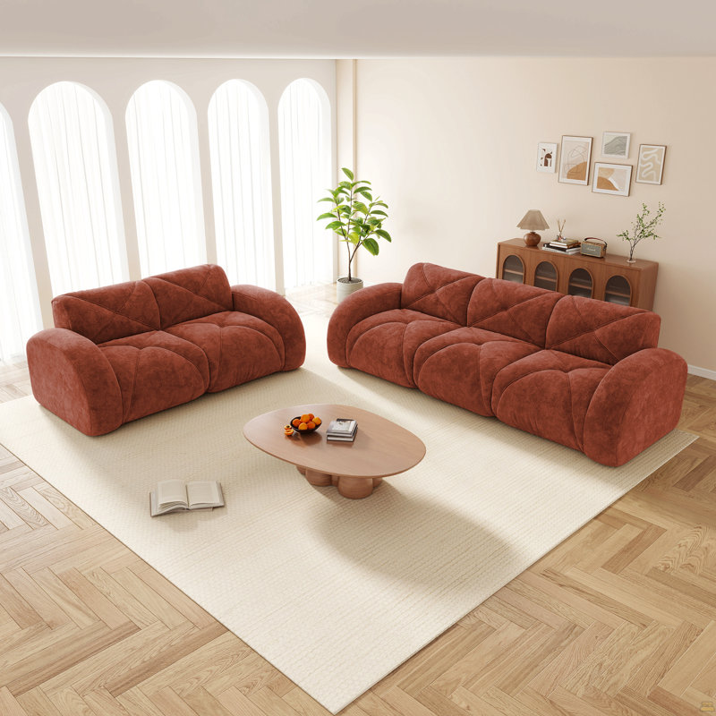 Ensemble de canapé 2 pièces Canapé confortable, ensemble de canapé 2 places + 3 places, canapé à assise profonde, tissu de velours doux