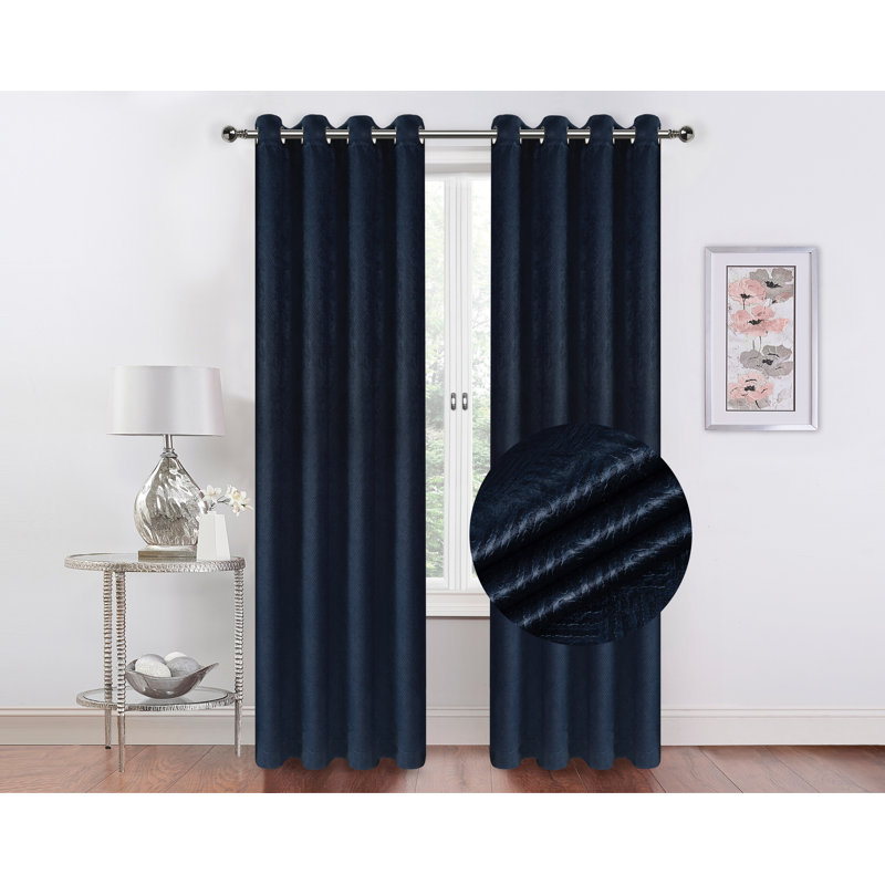Paire de rideaux semi-transparents avec œillets Hotel, Bleu marine