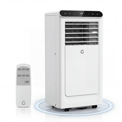 Climatiseur portatif 4-en-1 de 10 000 BTU avec chauffage - refroidissement silencieux, déshumidificateur et ventilateur pour les pièces jusqu'à 450 pieds carrés - minuterie 24H, télécommande, ensemble de fenêtre - panneau de commande noir, standard américain