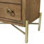 Table de chevet 2 tiroirs avec finition latte moderne, bois massif, base en métal délicat, +