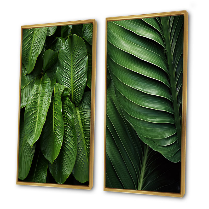 Ensemble de 2 impressions sur toile Emerald, H 40 po x l 41 po, Encadrement doré