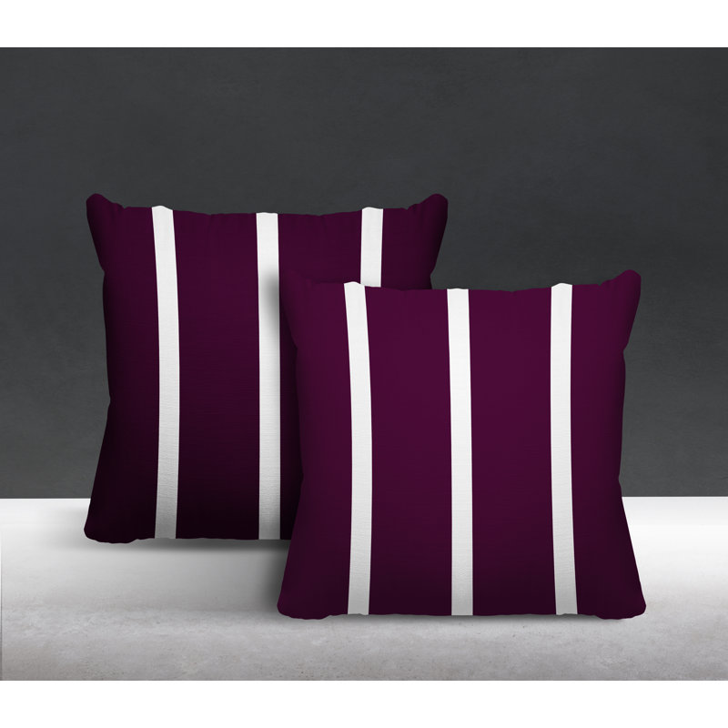  Coussin décoratif intérieur / extérieur à rayures, L 17 po x H 17 po, Mauve