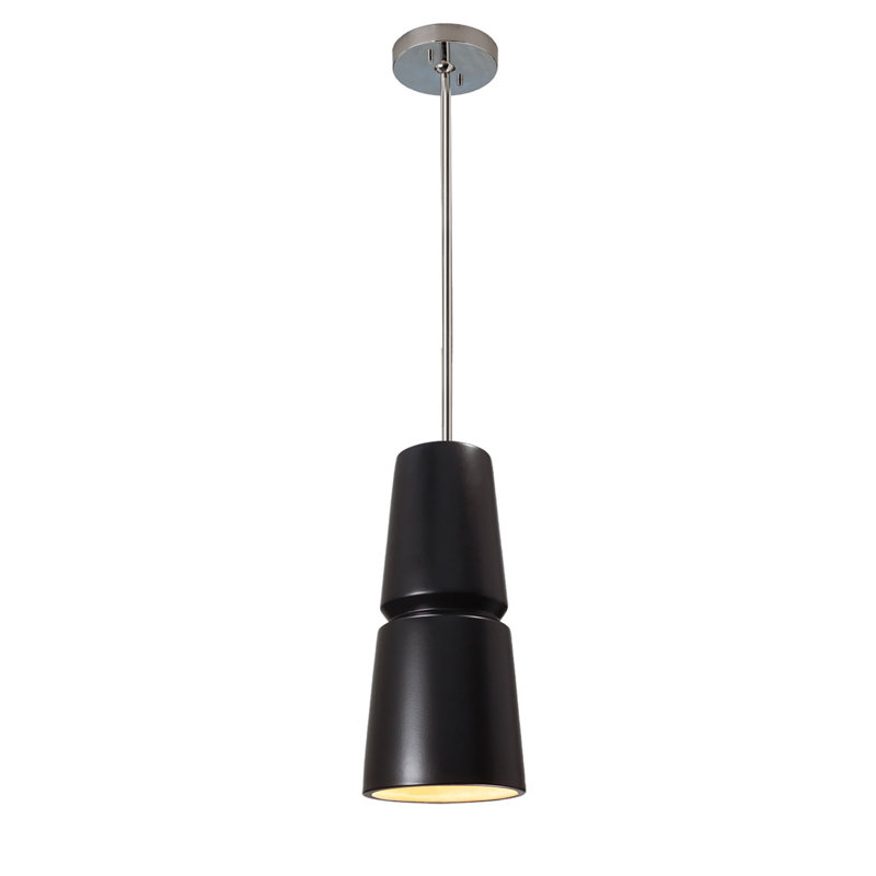 (6) Luminaire suspendu conique 1 lumière - Tige rigide, Chrome poli, Cerise, H 13,5 po x l 6 po x P 6 po