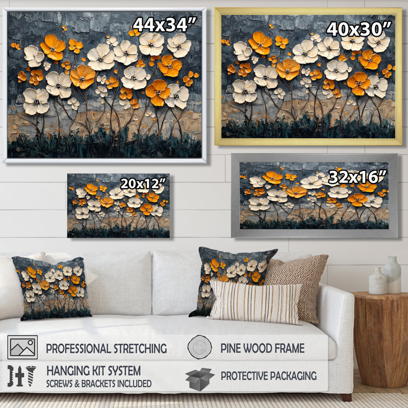 «Desert Blossom Of Pansies In Winter I», art mural grandes pensées, Reproduction d'une seule photo avec cadre, Argent argent