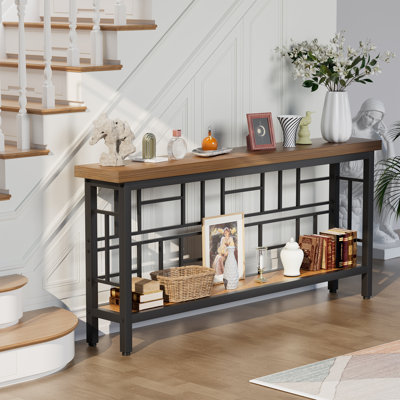 Entryway Table,Narrow Couch Table Behind Sofa,Entry Way Console Tables for Living Room,Foyer,Hallway,Unique Design,Brown