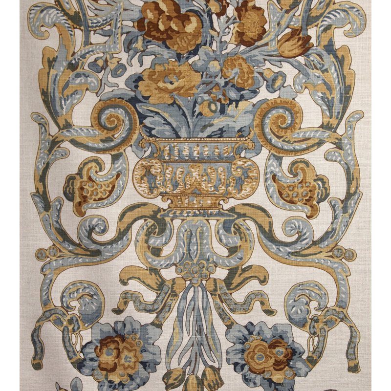 Toile fleurie baroque, Multi Blue / Oakwood
