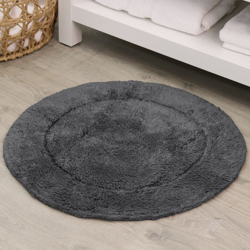 Tapis de salle de bain, Gris, Rond 22 po