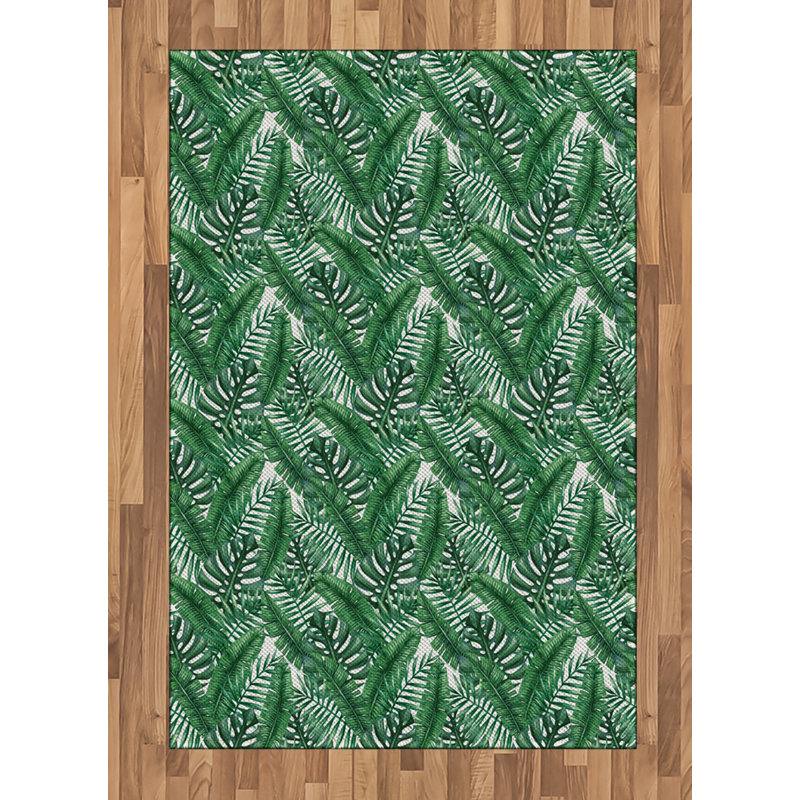 Palm Leaf High Density Long Fiber Poly Threads Decorative Area Rug Carpet, Rectangle 4' x 5'8"
