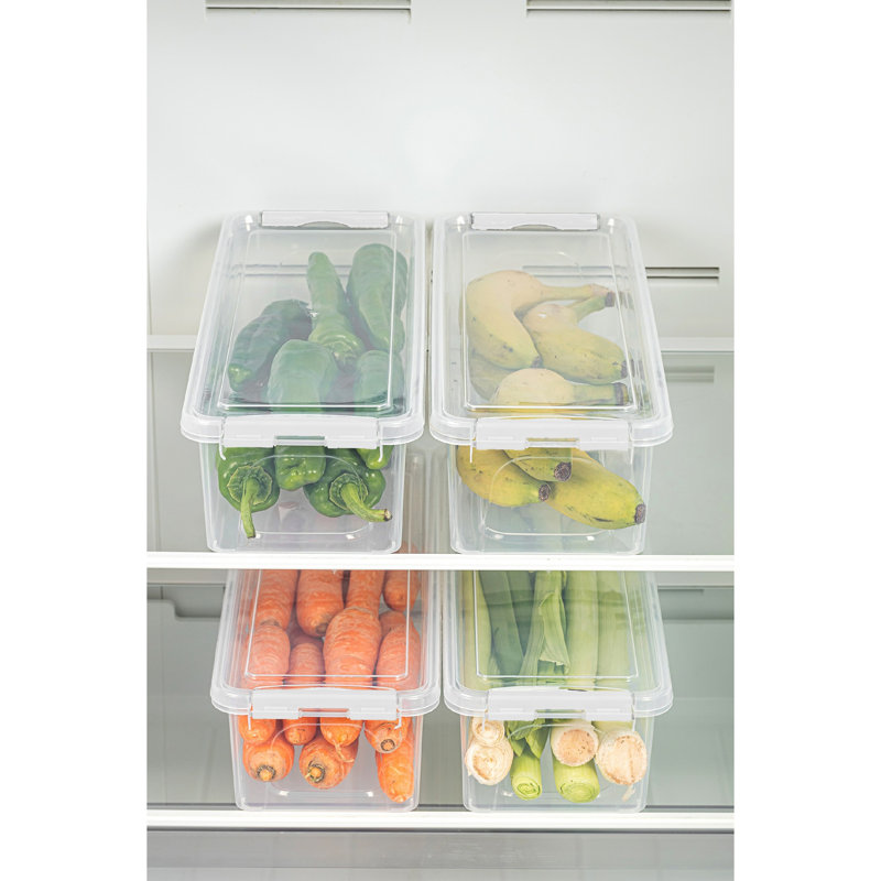 Durable Storage Box Set (4 Pieces), Transparent Plastic, 5.5 x 14.2 x 3.5 inches | 100% BPA Free, Dishwasher Safe | Ideal for Organizing Kitchen, Office, and Craft Supplies, Space-Saving Design
