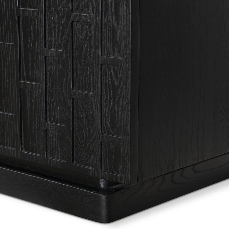 Asbury Media Console-Light Wash Oak, Black Oak