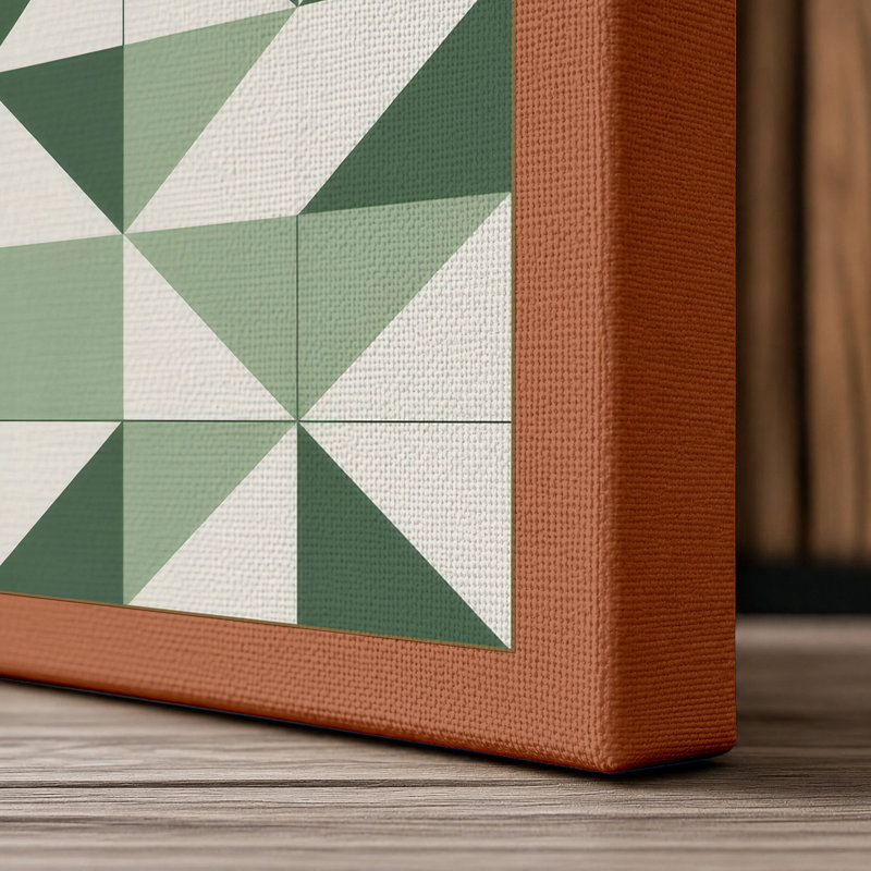 Bauhaus Geometry Geometric - Wrapped Canvas, 30x20 - 76.2 x 50.8 cm, Terracotta Border