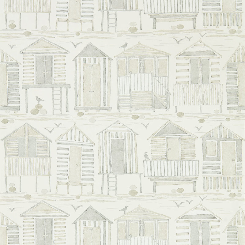 Beach Huts Wallpaper, Driftwood