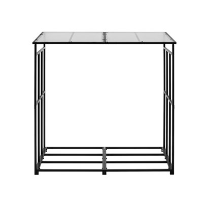 Support à bois d'extérieur, 4 pi, capacité maximale de 660 lb, structure galvanisée, toit, pour le camping et le foyer