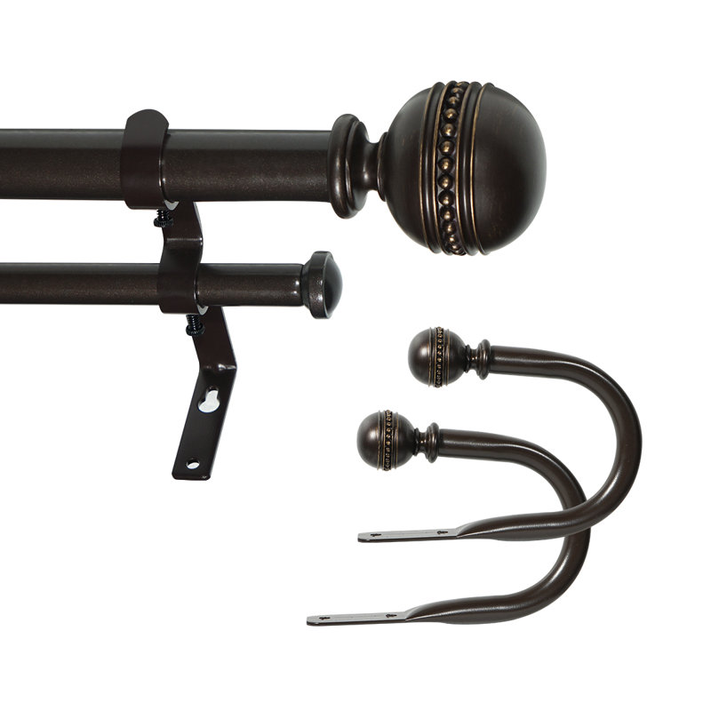 Tringle à rideaux double Camilah, H 2,5 po x l 124 po x P 5,5 po, Bronze