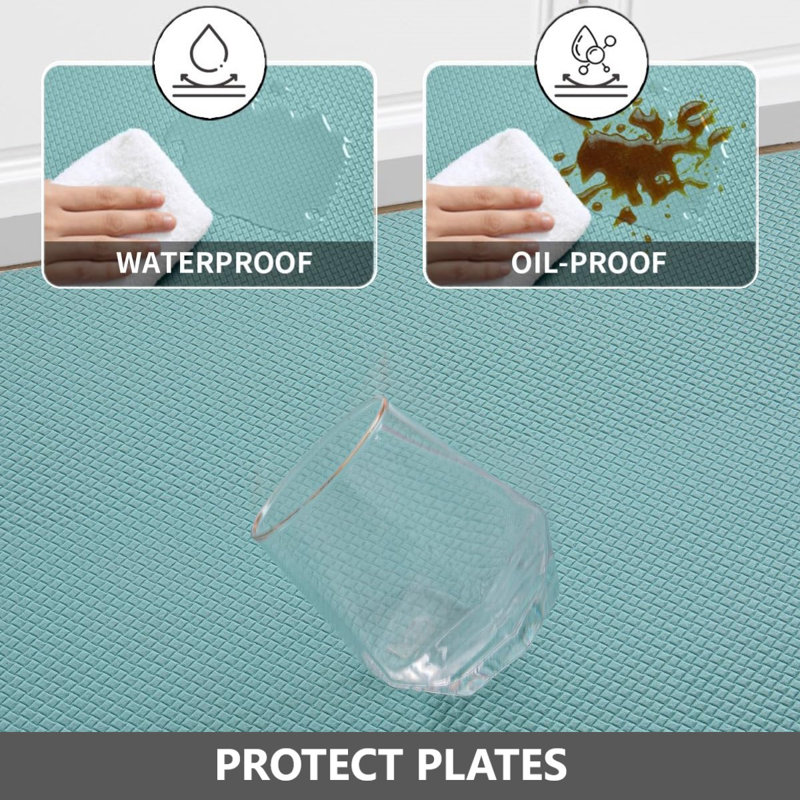 Solid Colour Anti-Fatigue Kitchen Mat, Teal
