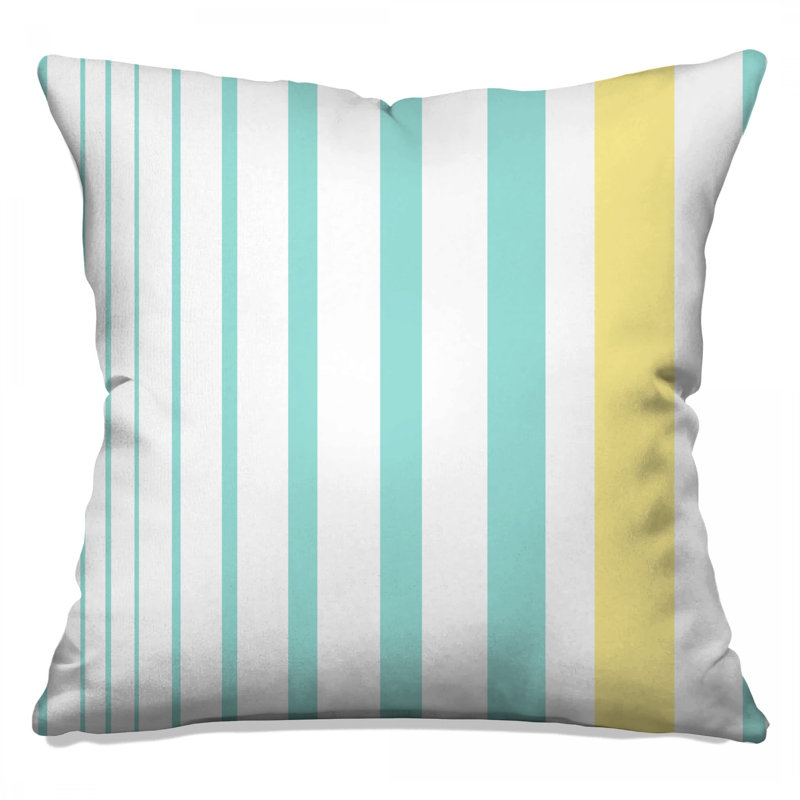 Coussins décoratifs à rayures bleues et jaunes, 26 x 26 pouces