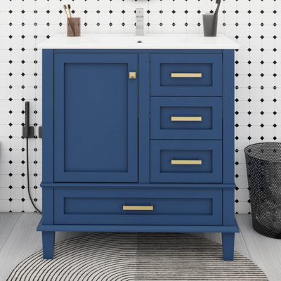 Ensemble de meuble-lavabo moderne 30 pouces avec lavabo et 3 tiroirs