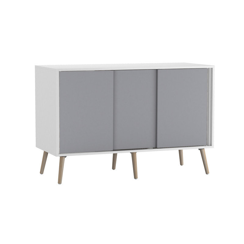 Rectangle Accent Cabinet, White/Grey/Pine Wood