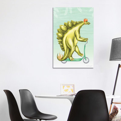 Stegosaurus On Scooter by Amélie Legault - Painting on Canvas