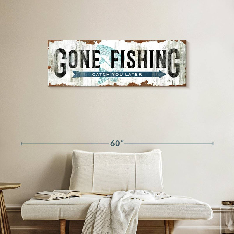 «Gone Fishing», impression sur toile, H 14 po x l 42 po x P 1,25 po
