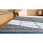 Tapis surdimensionné à rayures blanches et bleues