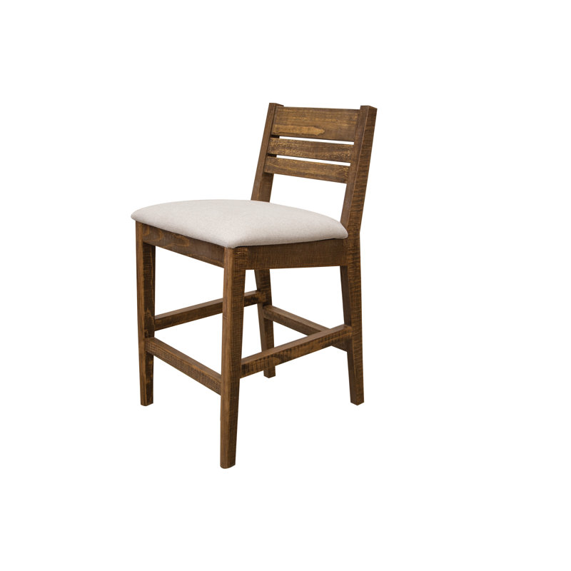 Upholstered Counter Stool with Solid Wood Frame