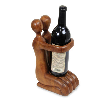 Manal Solid Wood Tabletop Wine Bottle Rack in Brown