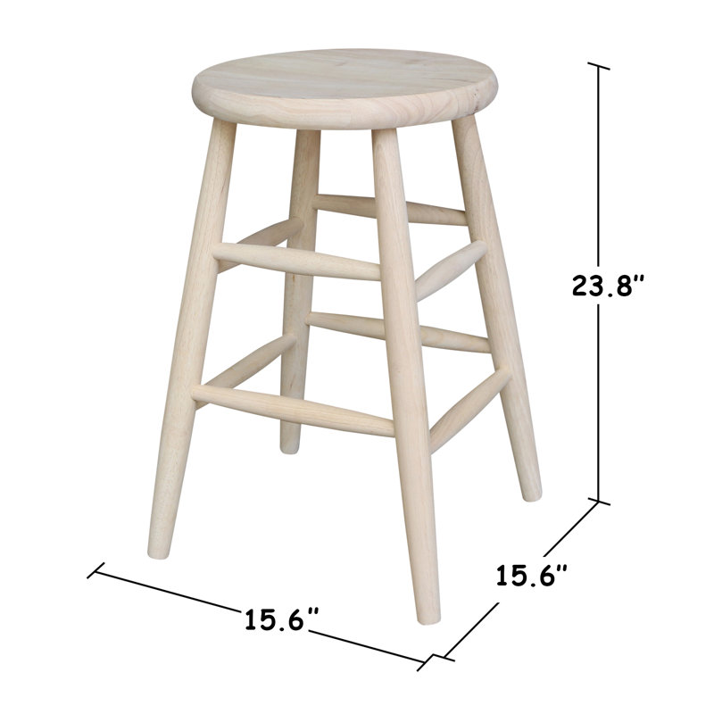 Tabouret de bar et de comptoir en bois massif, Tabouret de comptoir (assise de 24 po de hauteur), Non fini