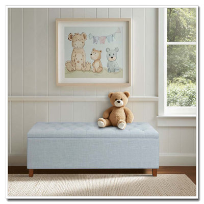 Tufted Storage Bench with Soft-Close Gas-Lift Mechanism