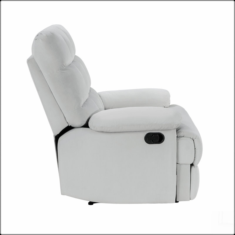 Reclining Chair Light Gray Velvet Upholstery Square Tufted Back Pillowtop, Light Gray