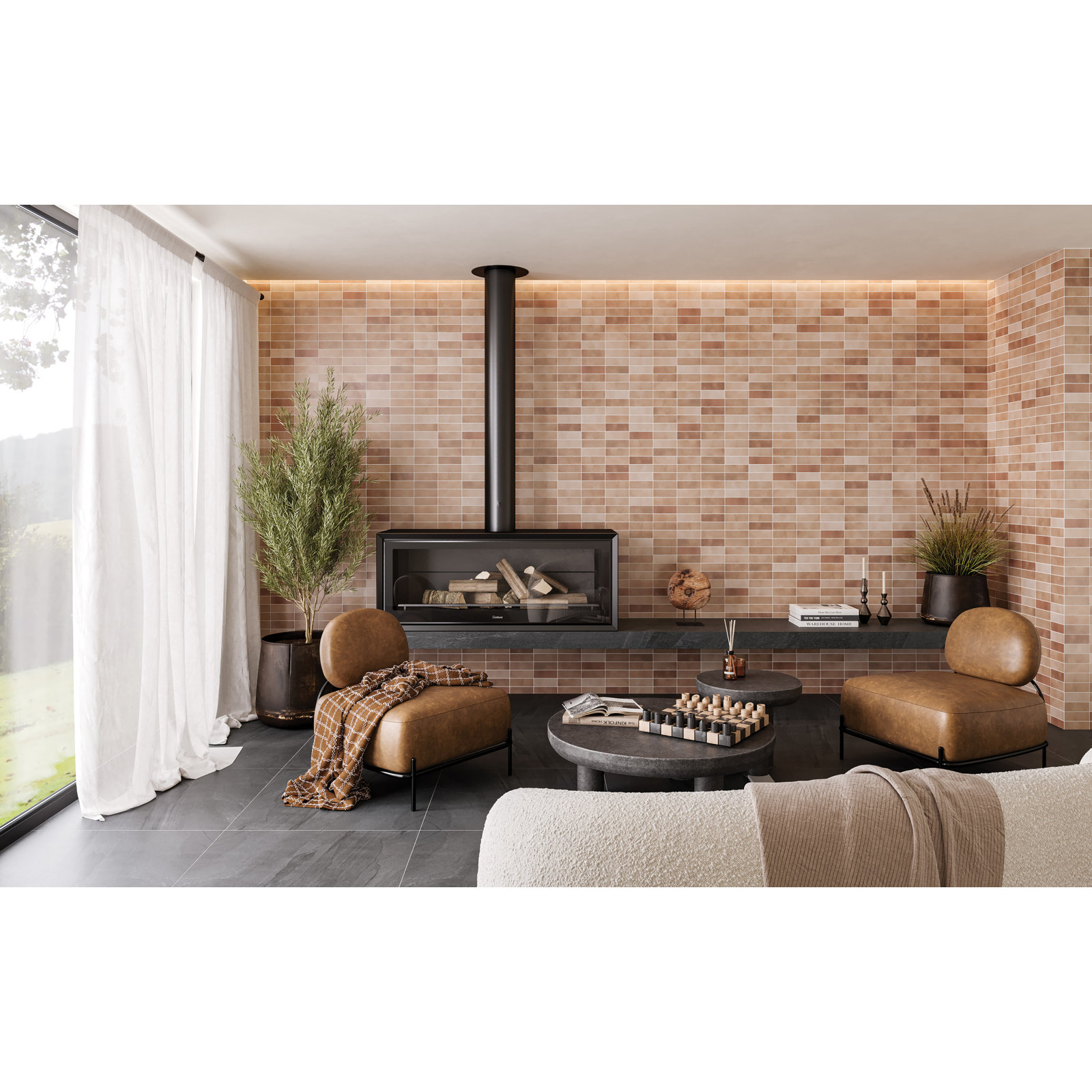 Celine 2" x 6" Matte Porcelain Floor & Wall Tile, Cotto