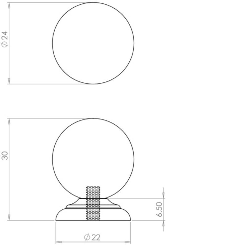 24mm Diameter Round Knob