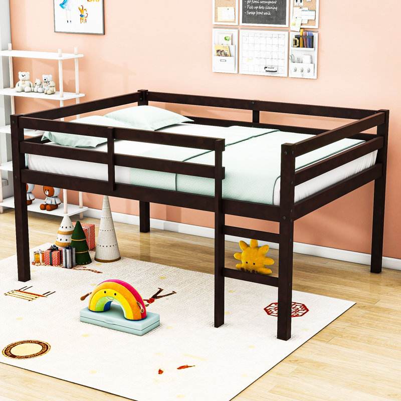 Twin Wood Loft Bed With Ladder, Espresso
