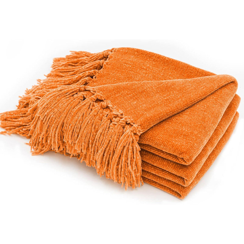 Jeté en chenille douce, L 60 po x l 50 po, Orange