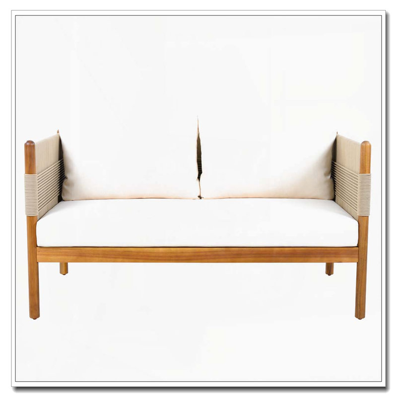 Canapé d'extérieur en bois d'acacia, Beige, crème, teck