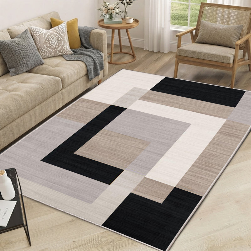 MILO Neutral Geometric Machine Tufted Area Rug, Rectangle  120 x 170 cm
