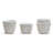 White Washed Set Of 3 Basket Pattern Planter